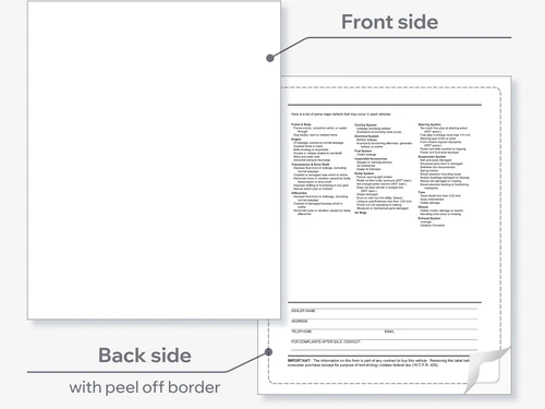 Exterior Buyers Guide Backer Printing Only