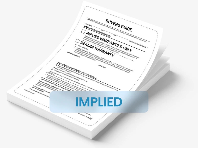 Interior Buyers Guide - Implied Warranty - P/A- No Lines