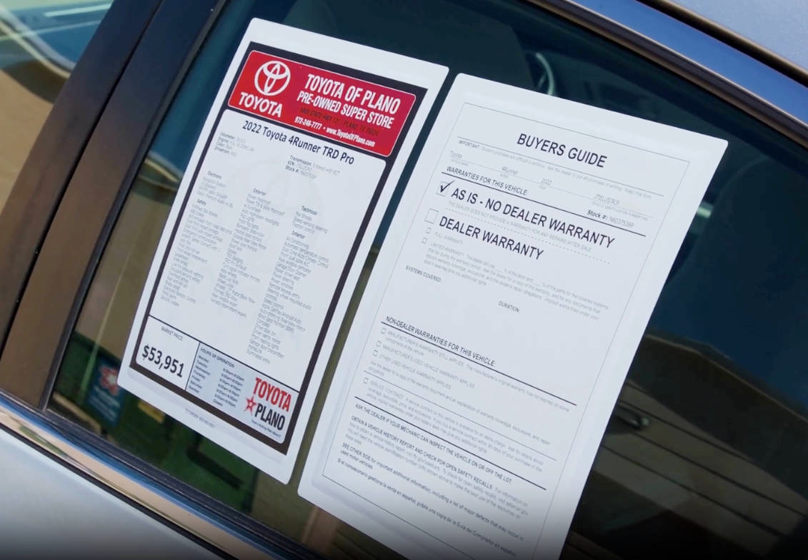 Car Window Stickers product showcase video featuring exterior and interior window stickers for car dealerships